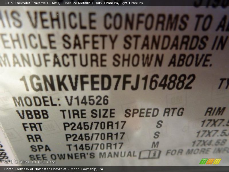 Silver Ice Metallic / Dark Titanium/Light Titanium 2015 Chevrolet Traverse LS AWD