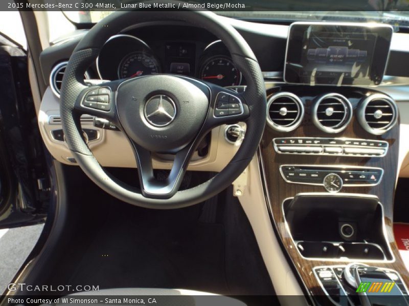 Lunar Blue Metallic / Almond Beige/Mocha 2015 Mercedes-Benz C 300 4Matic