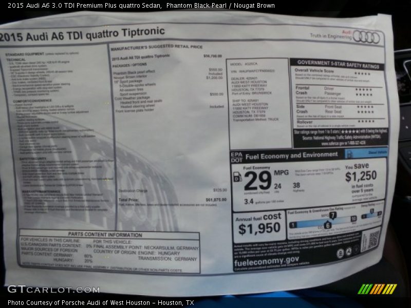  2015 A6 3.0 TDI Premium Plus quattro Sedan Window Sticker