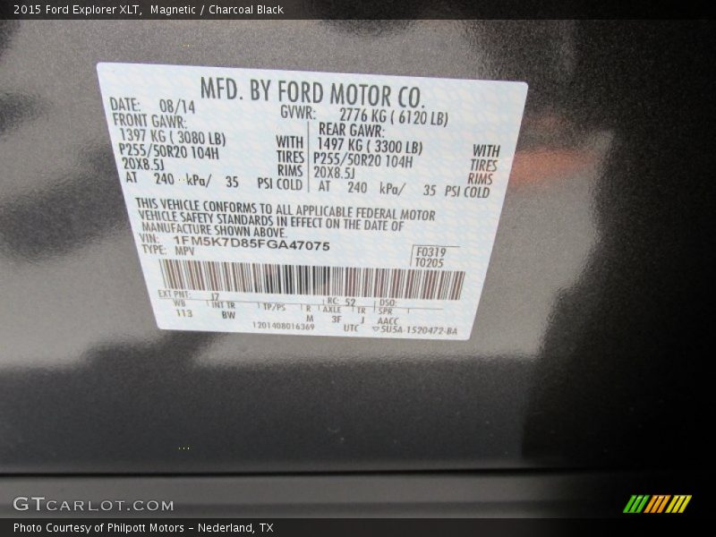 Magnetic / Charcoal Black 2015 Ford Explorer XLT