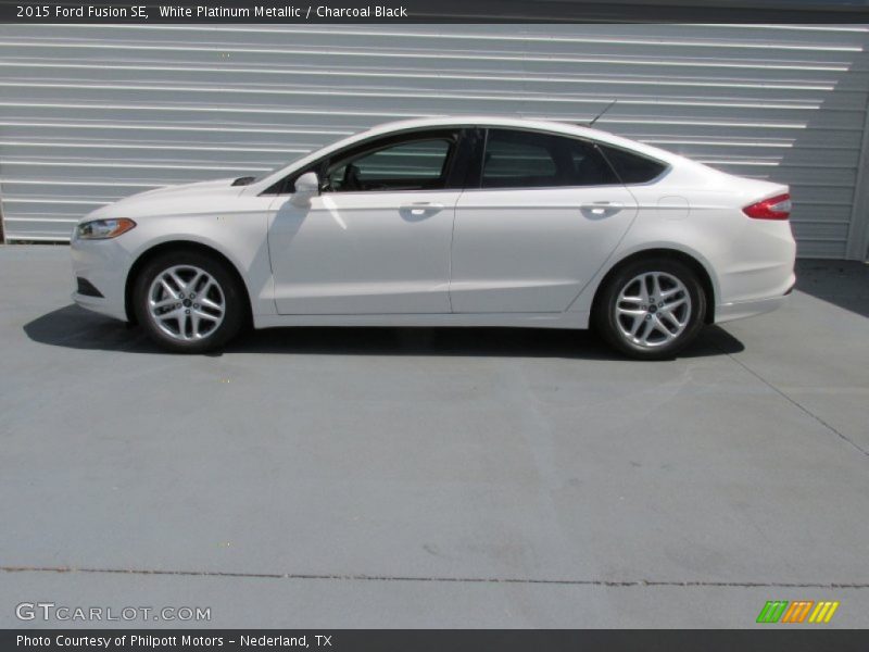 White Platinum Metallic / Charcoal Black 2015 Ford Fusion SE