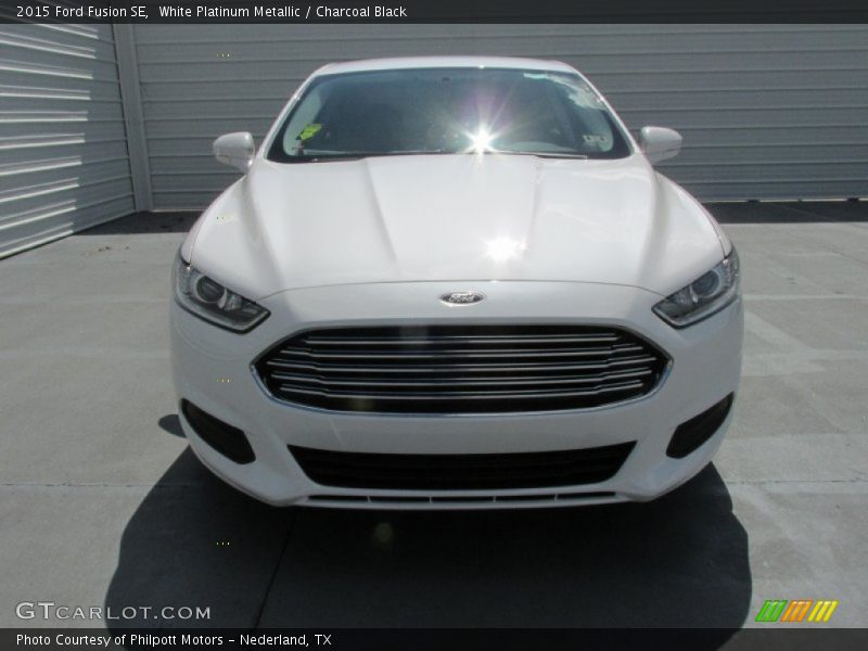 White Platinum Metallic / Charcoal Black 2015 Ford Fusion SE