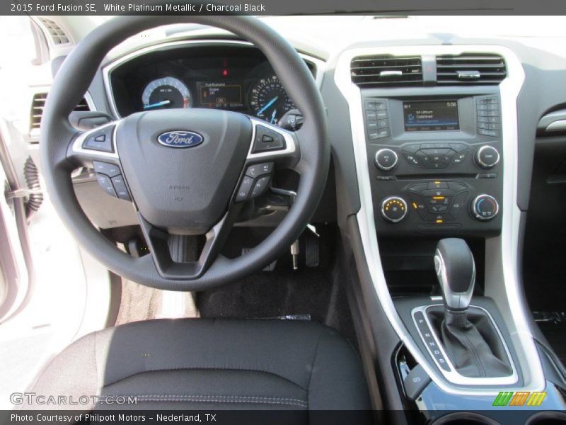 White Platinum Metallic / Charcoal Black 2015 Ford Fusion SE