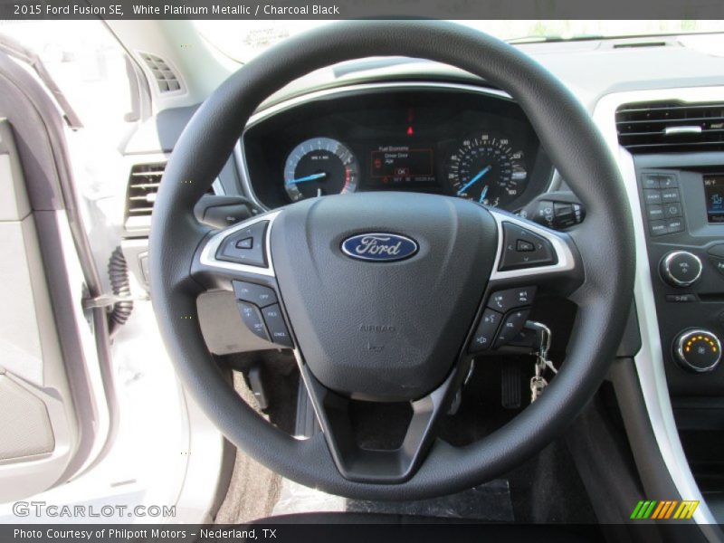 White Platinum Metallic / Charcoal Black 2015 Ford Fusion SE