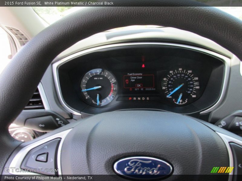 White Platinum Metallic / Charcoal Black 2015 Ford Fusion SE