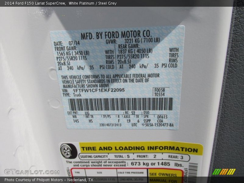 White Platinum / Steel Grey 2014 Ford F150 Lariat SuperCrew