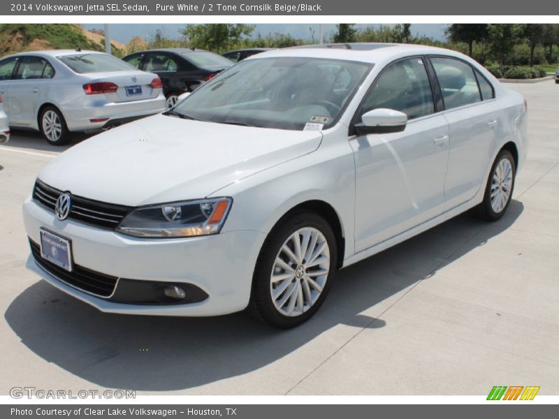 Pure White / 2 Tone Cornsilk Beige/Black 2014 Volkswagen Jetta SEL Sedan