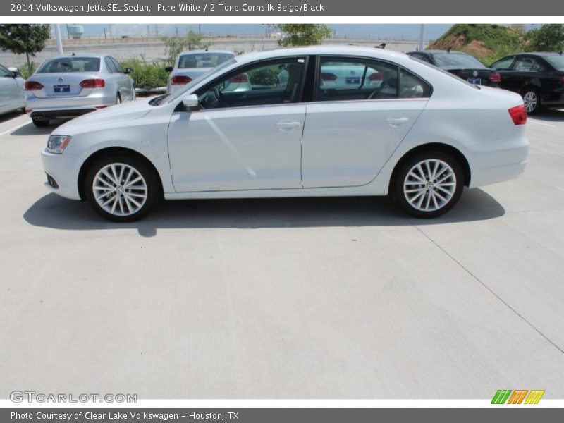 Pure White / 2 Tone Cornsilk Beige/Black 2014 Volkswagen Jetta SEL Sedan