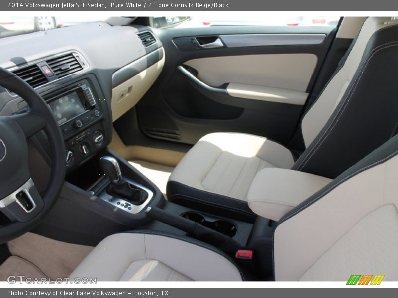 Pure White / 2 Tone Cornsilk Beige/Black 2014 Volkswagen Jetta SEL Sedan