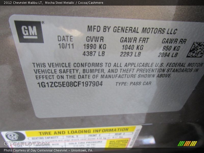 Mocha Steel Metallic / Cocoa/Cashmere 2012 Chevrolet Malibu LT