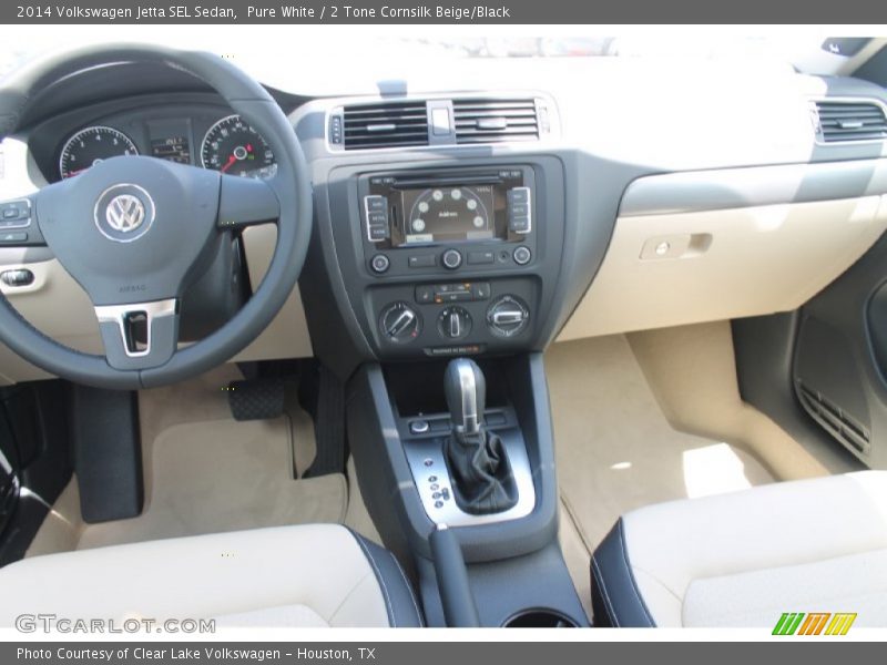 Pure White / 2 Tone Cornsilk Beige/Black 2014 Volkswagen Jetta SEL Sedan