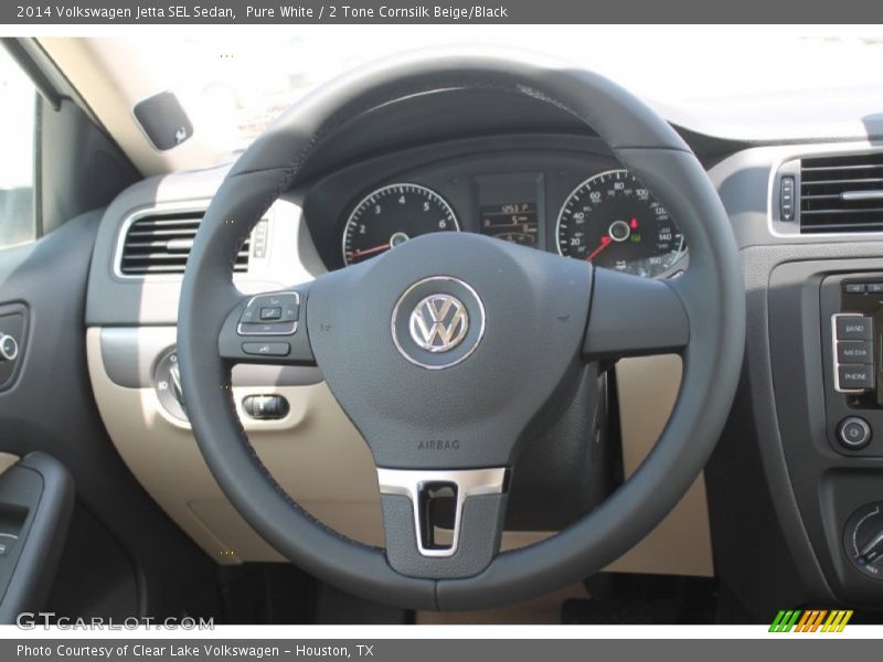 Pure White / 2 Tone Cornsilk Beige/Black 2014 Volkswagen Jetta SEL Sedan