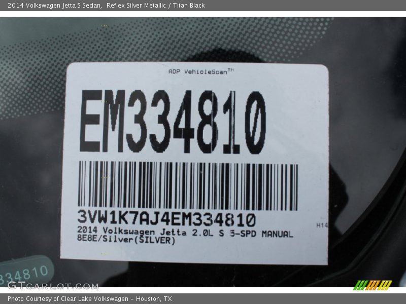 Reflex Silver Metallic / Titan Black 2014 Volkswagen Jetta S Sedan