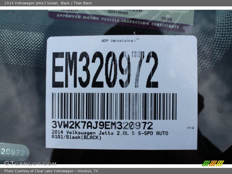 Black / Titan Black 2014 Volkswagen Jetta S Sedan