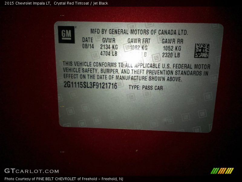 Crystal Red Tintcoat / Jet Black 2015 Chevrolet Impala LT