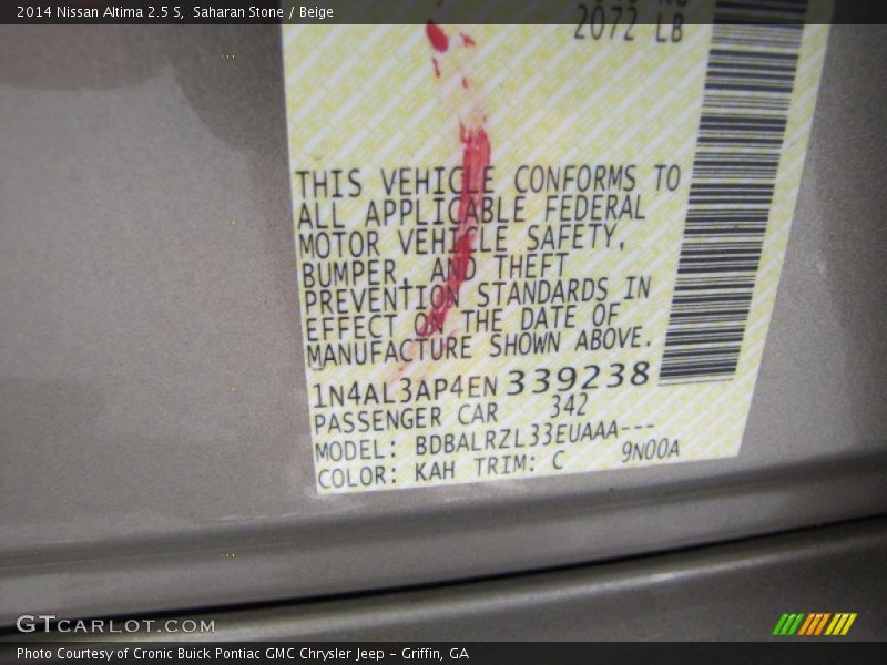 Saharan Stone / Beige 2014 Nissan Altima 2.5 S