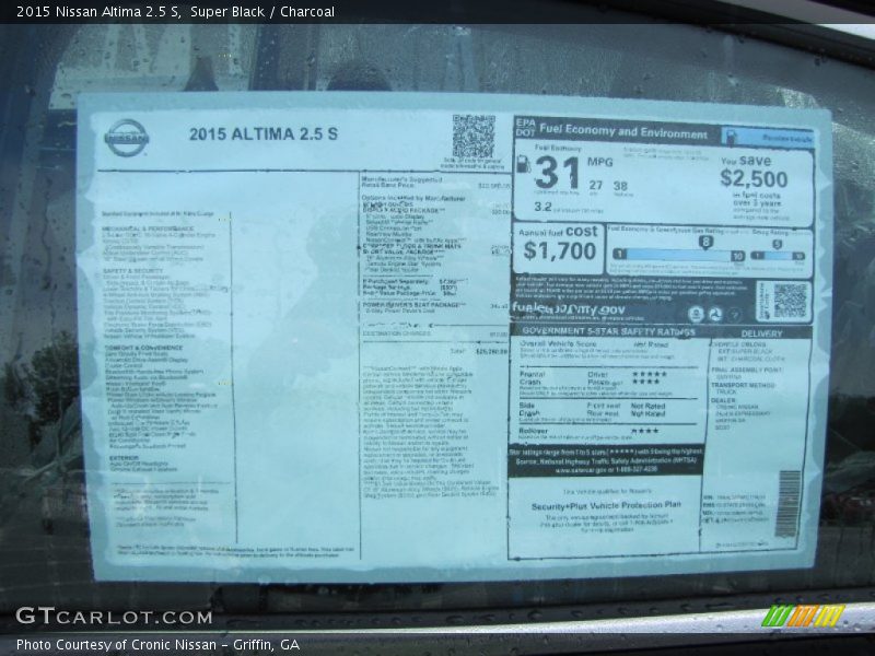 Super Black / Charcoal 2015 Nissan Altima 2.5 S