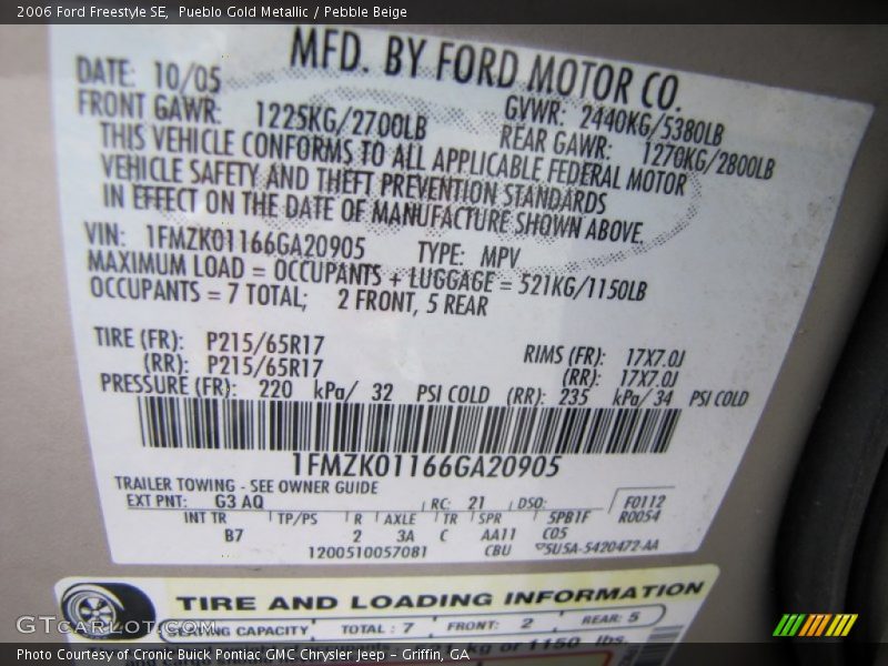 Pueblo Gold Metallic / Pebble Beige 2006 Ford Freestyle SE