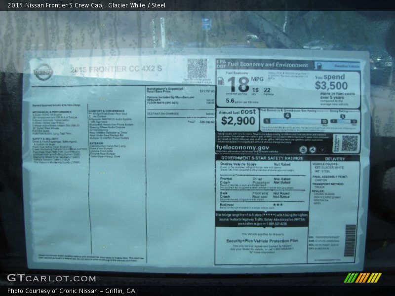 Glacier White / Steel 2015 Nissan Frontier S Crew Cab