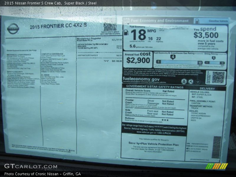 Super Black / Steel 2015 Nissan Frontier S Crew Cab