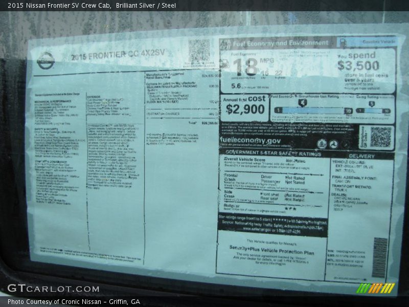  2015 Frontier SV Crew Cab Window Sticker