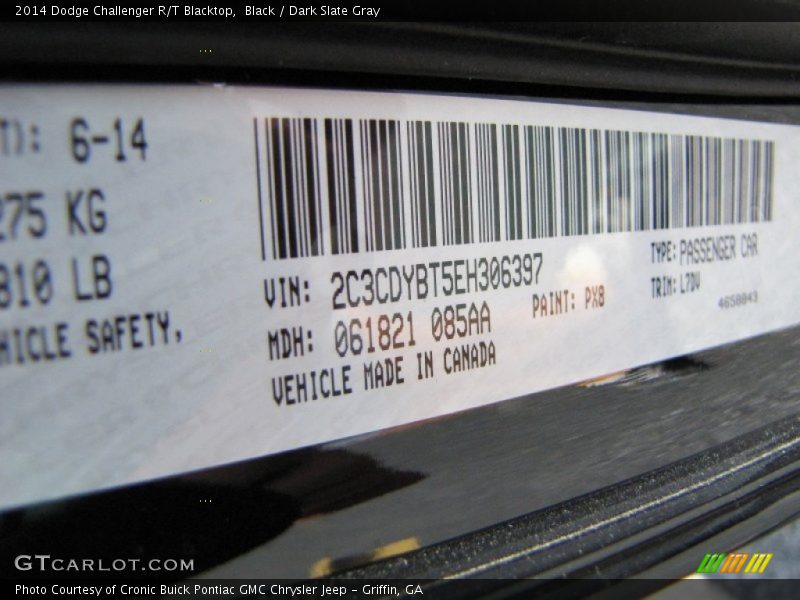Black / Dark Slate Gray 2014 Dodge Challenger R/T Blacktop