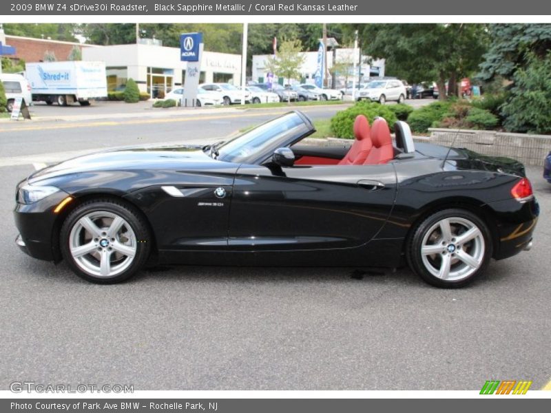 Black Sapphire Metallic / Coral Red Kansas Leather 2009 BMW Z4 sDrive30i Roadster