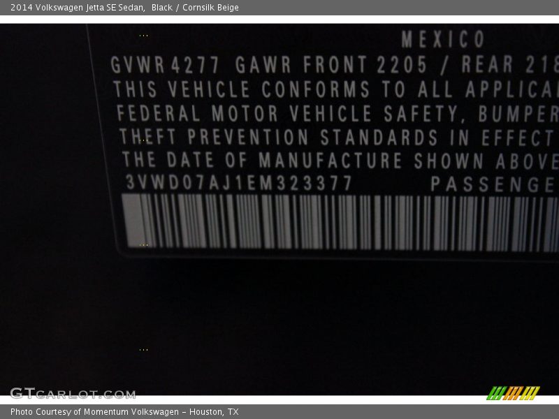 Black / Cornsilk Beige 2014 Volkswagen Jetta SE Sedan
