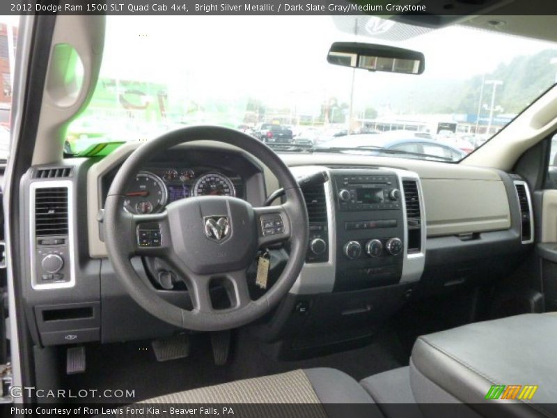 Bright Silver Metallic / Dark Slate Gray/Medium Graystone 2012 Dodge Ram 1500 SLT Quad Cab 4x4