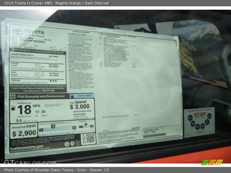 Magma Orange / Dark Charcoal 2014 Toyota FJ Cruiser 4WD