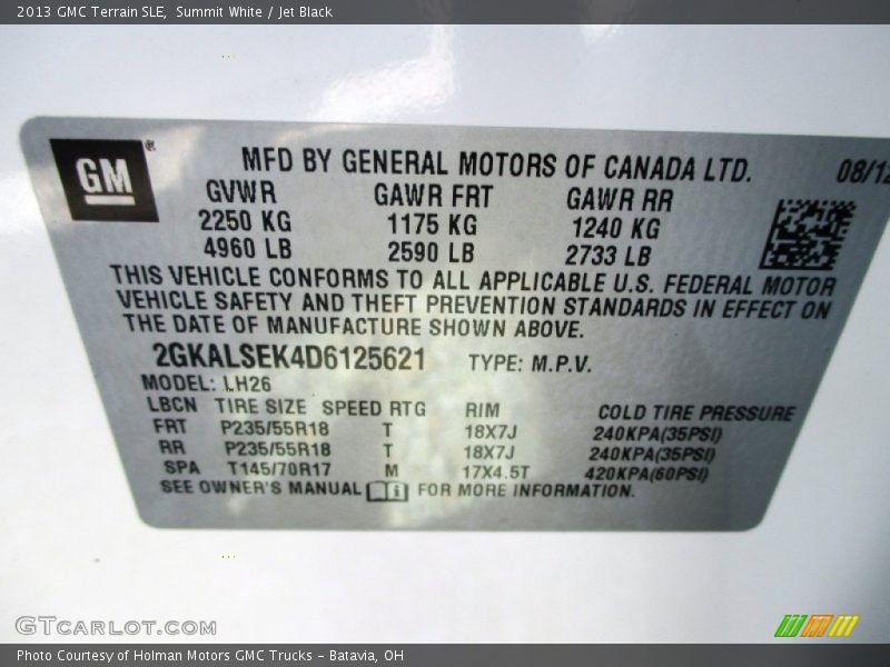 Summit White / Jet Black 2013 GMC Terrain SLE