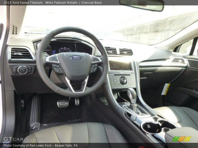 White Platinum Metallic / Charcoal Black 2015 Ford Fusion Titanium