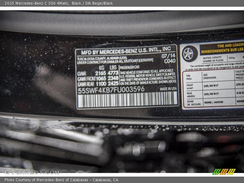 2015 C 300 4Matic Black Color Code 040