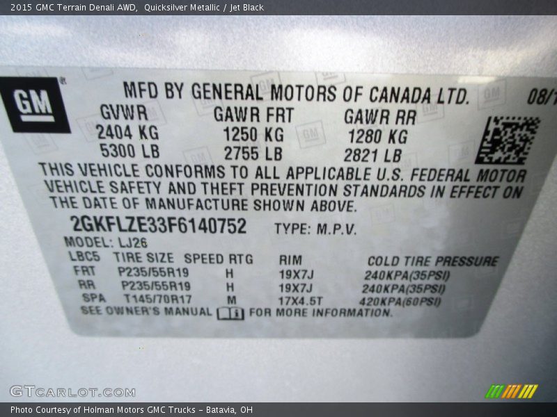 Quicksilver Metallic / Jet Black 2015 GMC Terrain Denali AWD