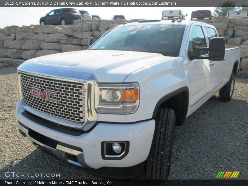 Summit White / Denali Cocoa/Light Cashmere 2015 GMC Sierra 3500HD Denali Crew Cab 4x4