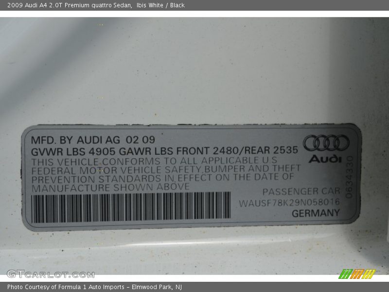 Ibis White / Black 2009 Audi A4 2.0T Premium quattro Sedan