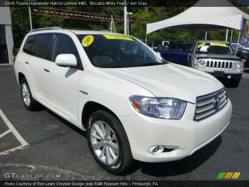 Blizzard White Pearl / Ash Gray 2008 Toyota Highlander Hybrid Limited 4WD