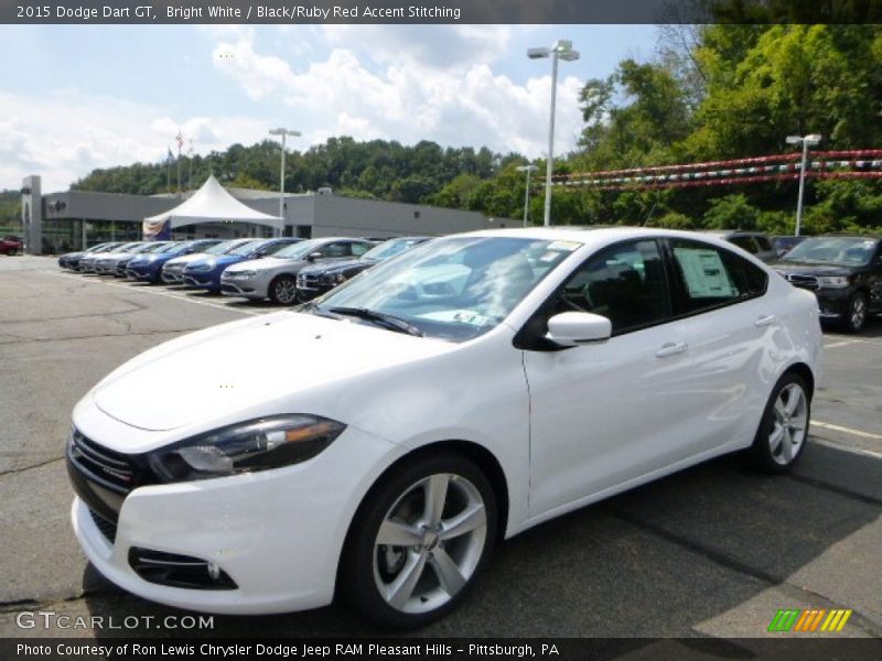 Bright White / Black/Ruby Red Accent Stitching 2015 Dodge Dart GT