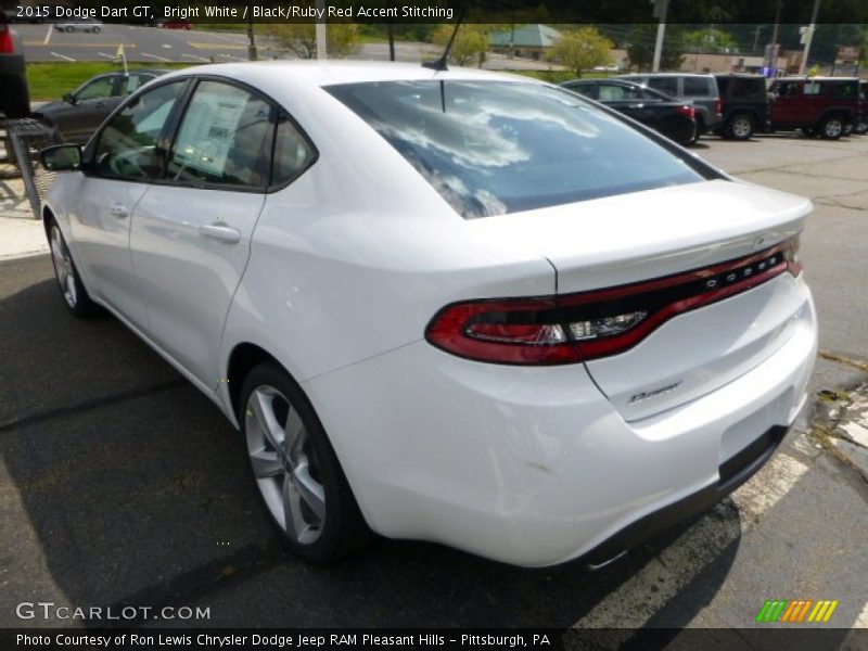 Bright White / Black/Ruby Red Accent Stitching 2015 Dodge Dart GT