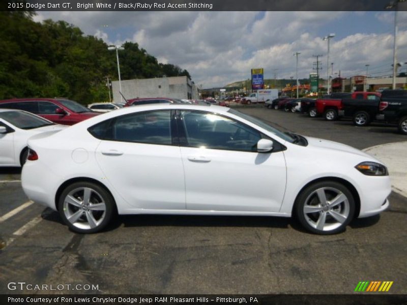 Bright White / Black/Ruby Red Accent Stitching 2015 Dodge Dart GT