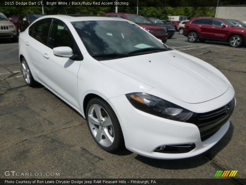 Bright White / Black/Ruby Red Accent Stitching 2015 Dodge Dart GT