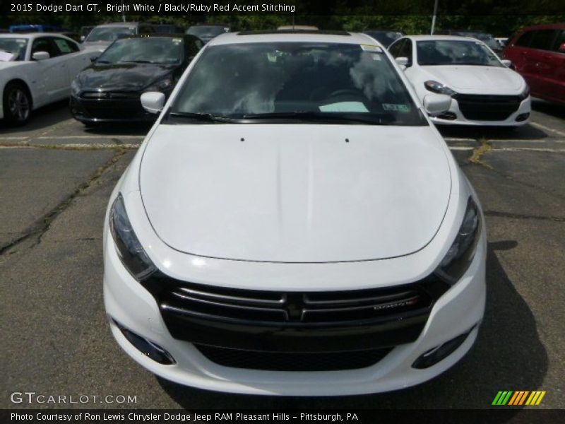 Bright White / Black/Ruby Red Accent Stitching 2015 Dodge Dart GT