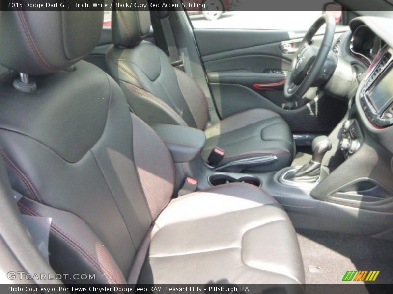 Bright White / Black/Ruby Red Accent Stitching 2015 Dodge Dart GT