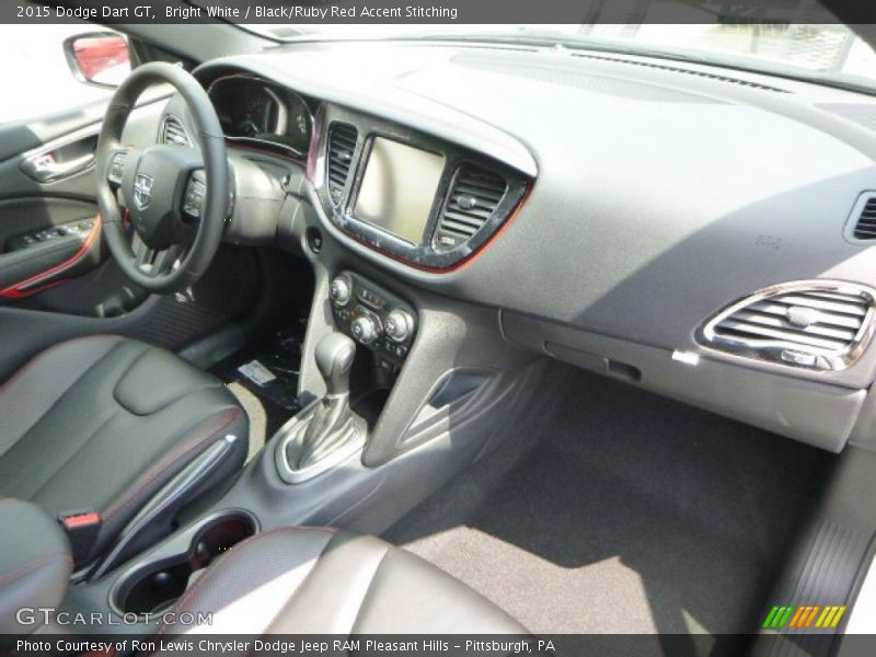 Bright White / Black/Ruby Red Accent Stitching 2015 Dodge Dart GT