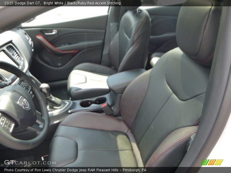 Bright White / Black/Ruby Red Accent Stitching 2015 Dodge Dart GT