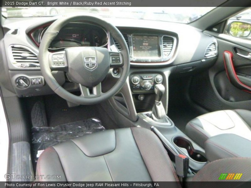Bright White / Black/Ruby Red Accent Stitching 2015 Dodge Dart GT