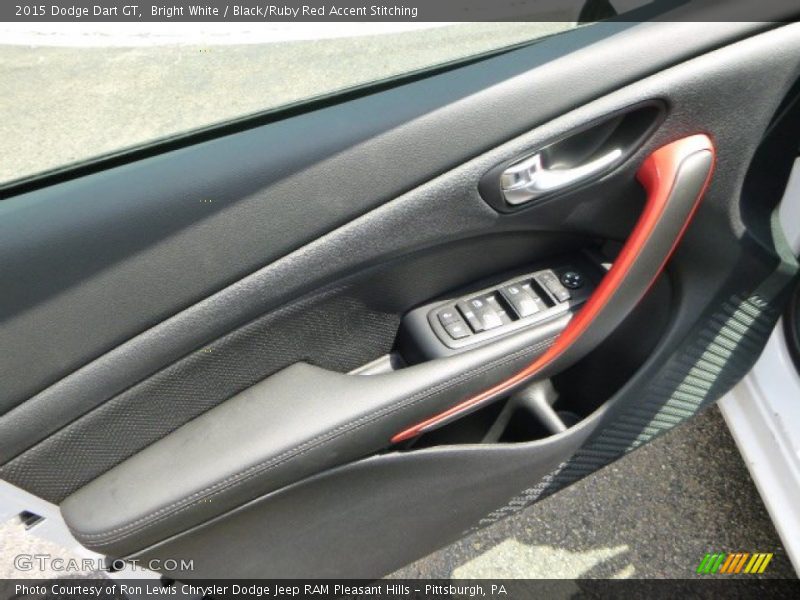 Bright White / Black/Ruby Red Accent Stitching 2015 Dodge Dart GT