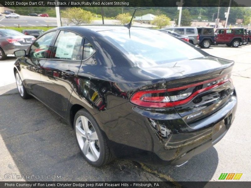 Pitch Black / Black/Ruby Red Accent Stitching 2015 Dodge Dart GT