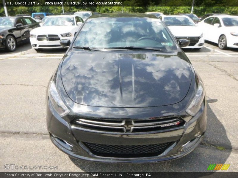 Pitch Black / Black/Ruby Red Accent Stitching 2015 Dodge Dart GT