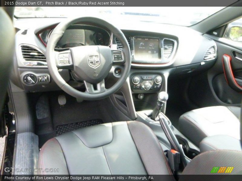 Pitch Black / Black/Ruby Red Accent Stitching 2015 Dodge Dart GT